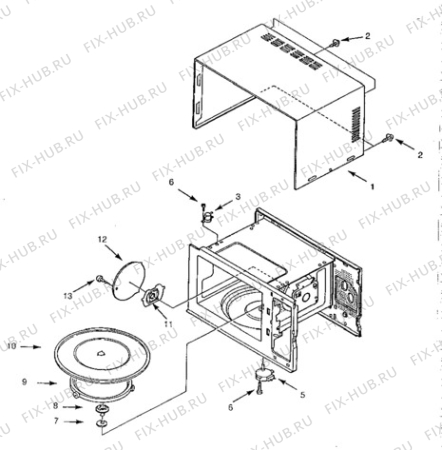 Взрыв-схема микроволновой печи Electrolux EMS2371 - Схема узла Oven body